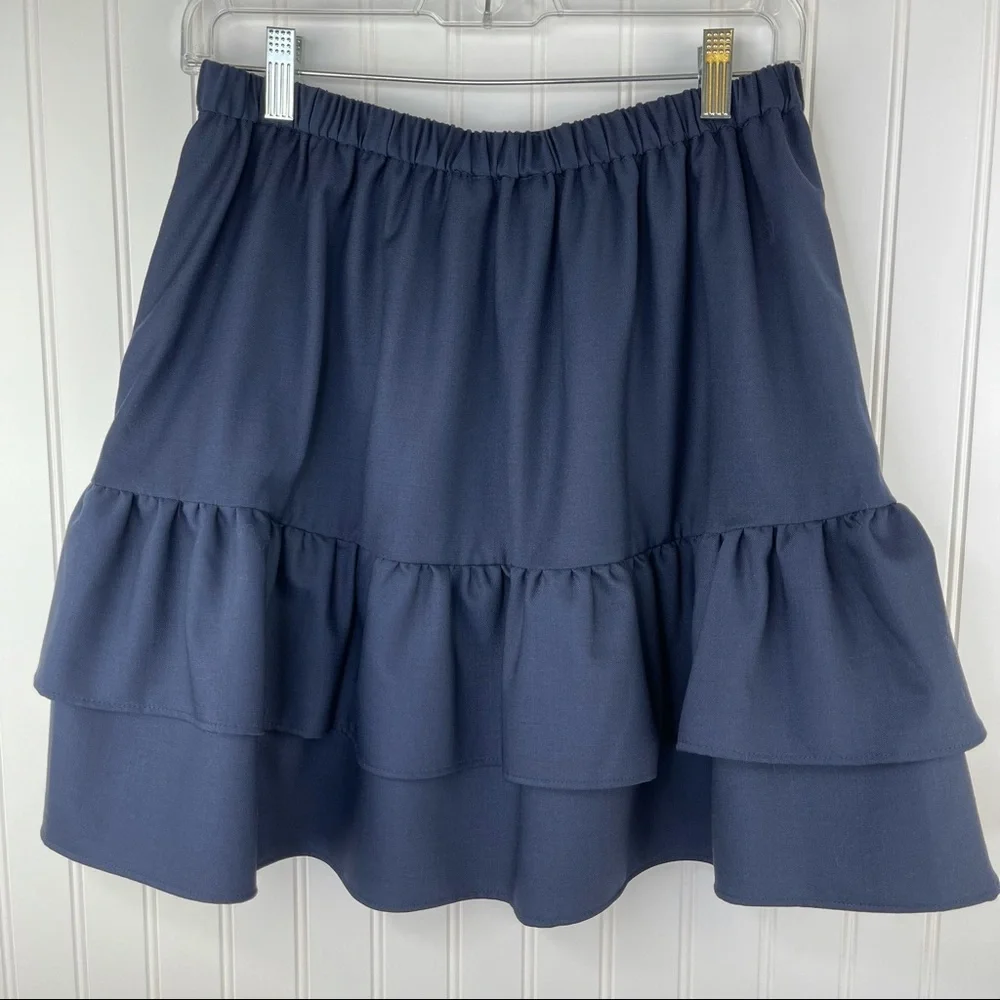 J. Crew Tiered Wool Blend Navy Blue Skirt Size 4